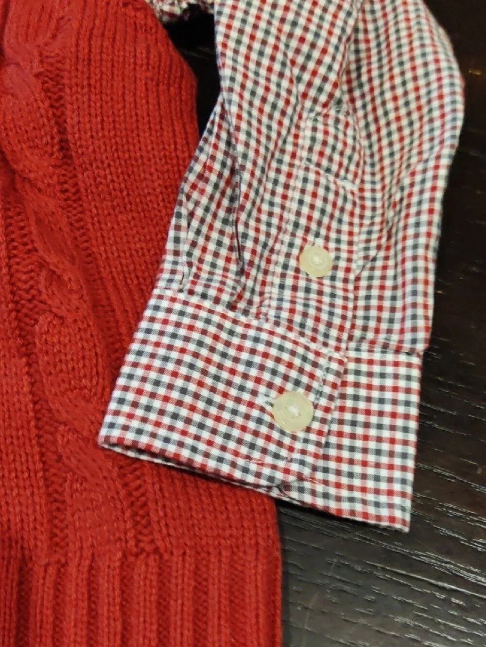 Kid's Red Cable Knit Sweater Vest & Button Down Shirt